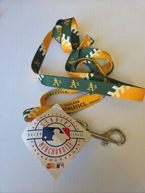 Oakland Athletics Dog Leash NWT Baseball A's MLB Logo Heavy Duty Green Yelllow